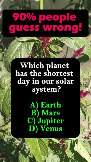 Which Planet Has The Shortest Day? 🪐 Space Quiz 🚀 #shorts #brainteaser #iqvistax #puzzle #maths