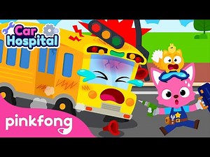 The Yellow Bus Is Broken! | Car Hospital | Wheels on the Bus | Round and Round | Pinkfong Official