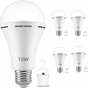 4Pack Rechargeable Emergency 15W LED Light Bulb,Battery LED Bulbs Light 150W Equivalent for Power Outage Camping Outdoor Activity Hurricane 6000K E26 Base Emergency Lighting Bulb