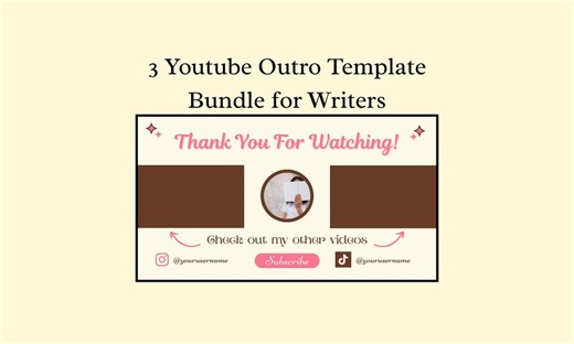 3 Youtube Animated Outro Template Bundle for Writers Branding Digital Download Social Media Canva Booktube Customizable Simple Ecapecreates - Etsy