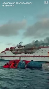 72K views · 595 reactions | Officials in eastern Indonesian say a ferry caught fire with nearly 200 people on board, forcing passengers and crew to jump into the sea. Officials said all 181 passengers, including 22 children, and 14 crew members were rescued. https://abcn.ws/3vHaloc | ABC News | Facebook