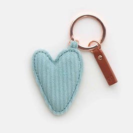 Caroline Gardner Jumbo Cord Padded Heart Keyring - Blue