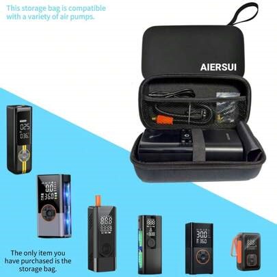 Multi-Functional Daily Travel Organizer Bag, Earphone & Cable Storage Box, Power Bank Pouch, Electronics Accessories Bag | EVA Hard Shell - Compact Storage Bag With Mesh Pockets, Ideal For USB Cables, Car/Bicycle Inflator & Accessories | Portable Car Air Pump Storage Box, Perfect For Digital Car Accessories And Auto Parts | Zipper Closure Design, And Reliable | SHEIN