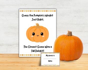 Pumpkin Weight Guessing Game, Halloween and Thanksgiving Guessing Game