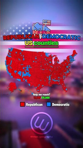 🇺🇸 Republican/Democratic US counties + population density of US counties 🗳️ #unitedstates #geography