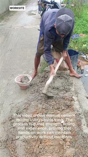 Manual Cement Mixing by Hand | Real Construction Work Process