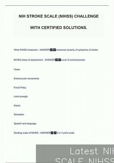 Latest NIH STROKE SCALE NIHSS CHALLENGE WITH CERTIFIED SOLUTIONS1344 video