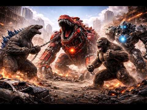 Kong & Godzilla vs Giant Robot Dinosaur Fight