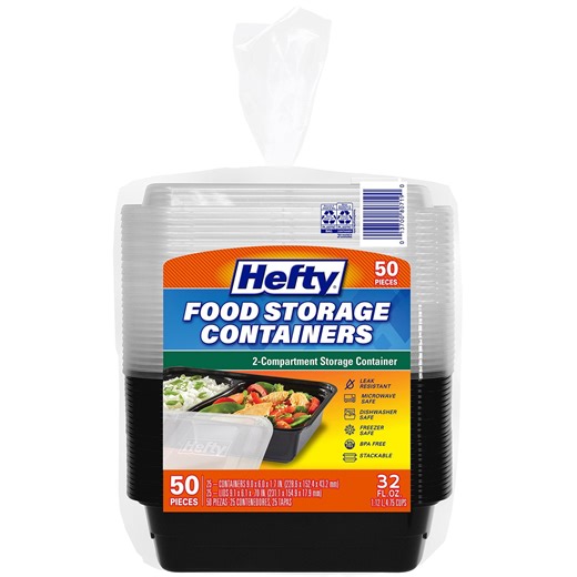 Hefty Food Storage Containers Two Compartment with Lids 32 fl. oz., 50 pcs - Samsclub.com