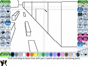 Tux Paint 1-point Perspective (vanishing point) drawing tool (preview)