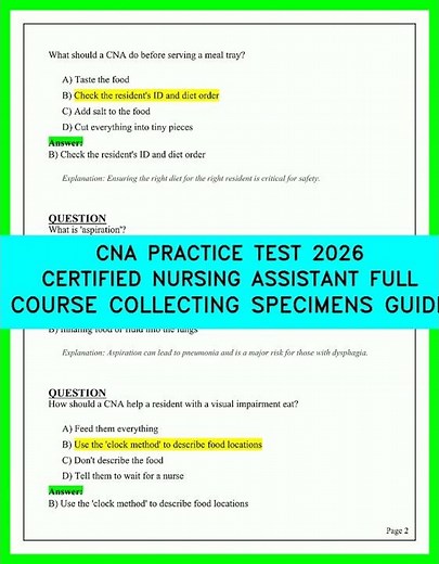CNA Practice Test 2026: Certified Nursing Assistant Full Course - Best Guide to Specimen Collection