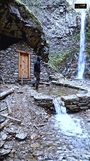 Building a Stone Pool Beside My Hidden Waterfall Cave Shelter #46