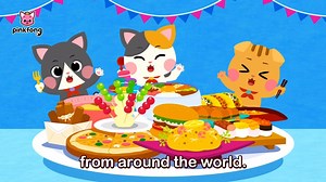 80K views · 1.4K reactions | What's your favorite #TuesdayTreat? Join the CoToMo Cats in their journey around the world and see if you can find your favorite food!  #Pinkfong | Pinkfong | Facebook