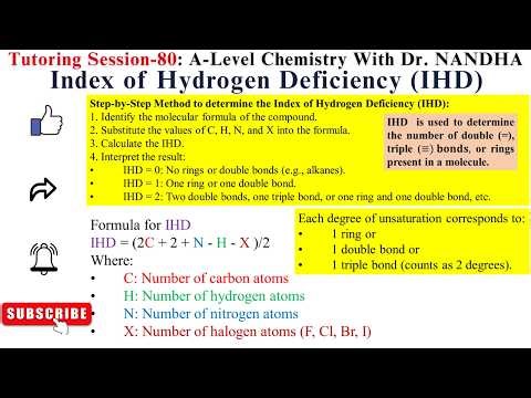 Index of Hydrogen Deficiency (IHD) | How to determine IHD | Double, triple bonds & rings in molecule