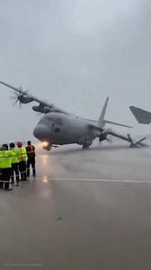 Military Cargo Plane Sways in Strong Hurricane Gusts How powerful does this wind effect appear around the aircraft? Tell us your reaction below. This video shows an AI-generated visualization created for storytelling and entertainment purposes only. Not a real event. #aviation #militarycargo #wind #weather | Nary Sorn