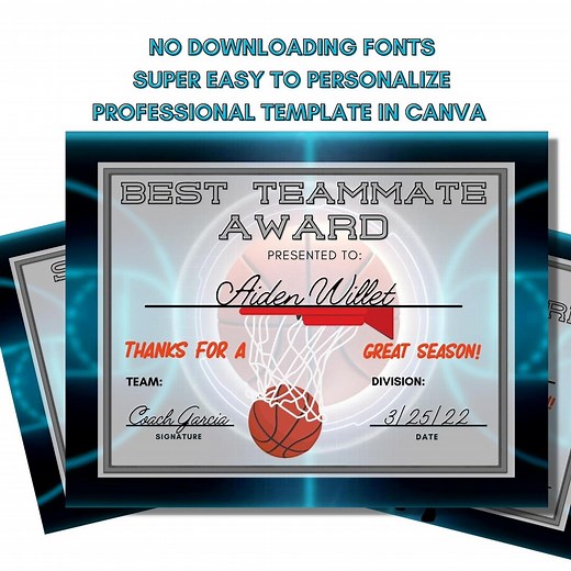 59 Awesome Basketball Award Ideas for Youth Teams| Funny Basketball Award Categories, Editable & Instant PDF Download, Coach Awards - Etsy