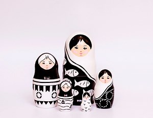 Black & White Nesting Doll - Matryoshka - Scandinavian Design - Babushka Doll - Modern Nested Dolls - Nursery Design Toy - Christmas Gift - Etsy