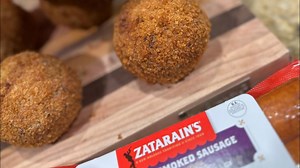 Fried Cheese Stuffed Jambalaya Balls using "Zatarains New Orleans" Smoked Sausage!