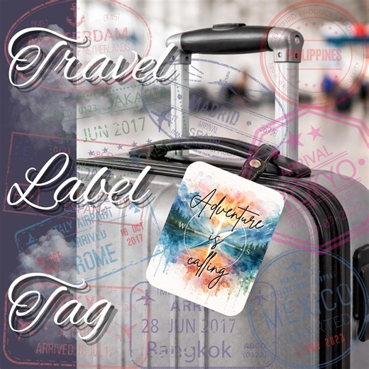 Printable Suitcase Label Tags | Travel Luggage Tag Template | Set of 3 PNG | Travel ID Tag | Lost Luggage Tag - Etsy