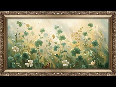 8-Hour Spring Meadow TV Screensaver | 4K UHD St Patrick's Day Shamrock Nature Wall Art Background
