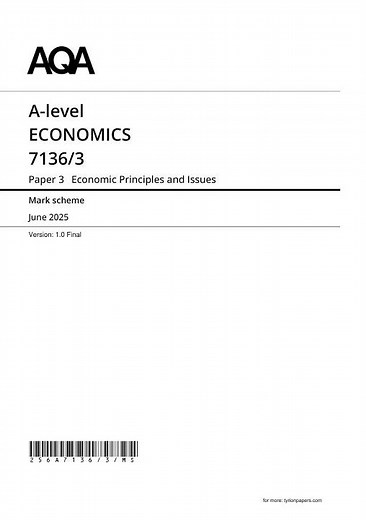 AQA A Level Economics Paper 3 2025 Mark Scheme