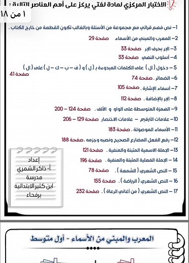 ملخص مادة لغتي للصف الأول متوسط الفصل الدراسي الثاني