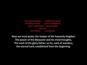 Caedmon's Hymn (in old English) West Saxon Version Anglo-Saxon