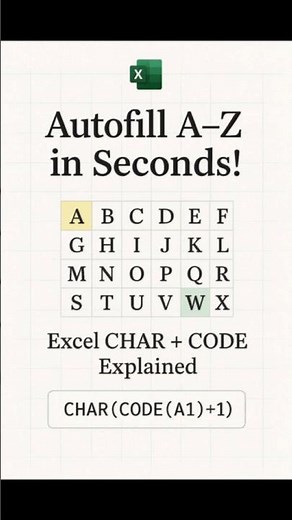 Autofill A-Z Instantly in Excel! Use This CHAR + CODE Trick 🔥 #excel #exceltips #shorts #viral