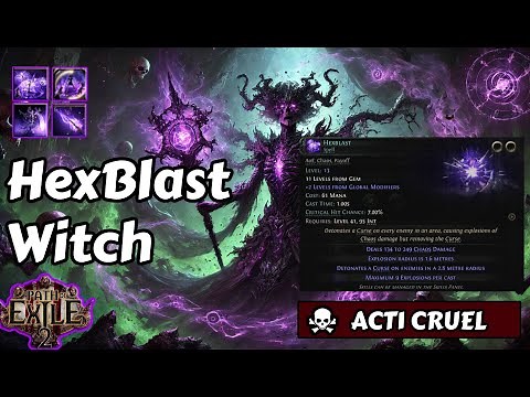 POE2 | Hex Blast Witch Build & Explanation | Blasphemy, Chaos Bolt, Despair (ACT 1 Cruel)