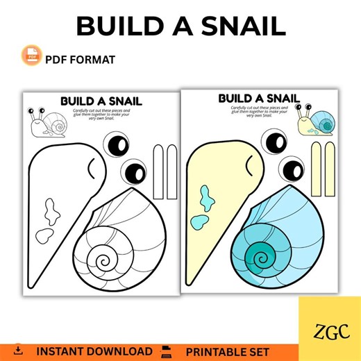 Snail Craft Printable for Kids | Cut and Paste Activity | Spring Craft Template | Preschool Kindergarten Fine Motor Craft | Instant Download - Etsy