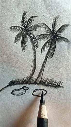 How to draw Palm trees #naturelandscape #palmtrees