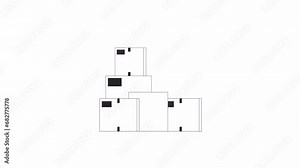 Cardboard boxes stacked bw outline 2D object animation. Parcels shipping logistics, delivery monochrome linear cartoon 4K video. Pile of moving out boxes animated item isolated on white background