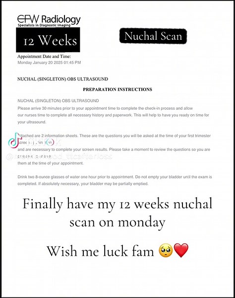 Excited for My 12-Week Nuchal Scan After Loss