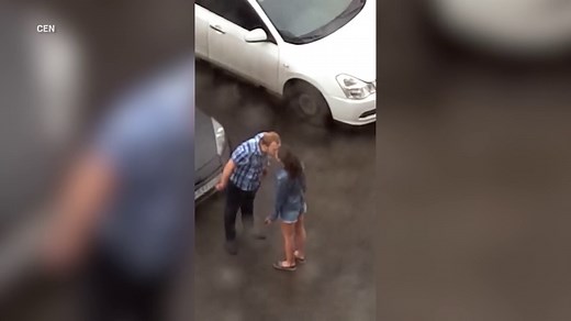Shocking footage of man beating his girlfriend