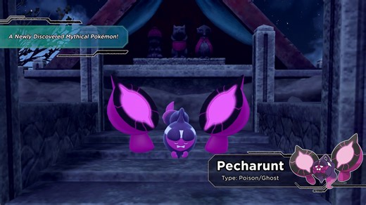 Meet Pecharunt, a newly discovered Mythical Pokémon, in the epilogue to The Hidden Treasure of Area Zero DLC for the Pokémon Scarlet or Pokémon Violet games. | Pokémon