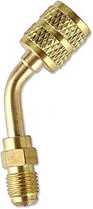 Amazon.com: HuGuWdy R410a Adapter Mini Split Adapter, 5/16 to 1/4 HVAC for Air Conditioner & Hose Connectors HVAC Tools for R410a Refrigerant Mini Split Recharging & More（1PCS 45°Angle : Home & Kitchen