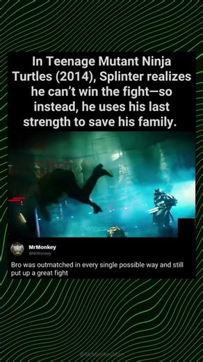 In Teenage Mutant Ninja Turtles (2014), Splinter uses his last strength to save his family