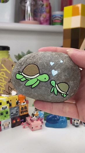 Painting a Turtle Rock for Valentines Day - Day 5