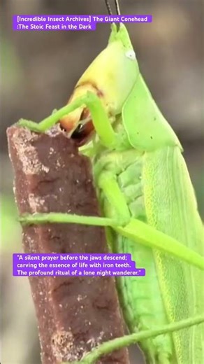 [Incredible Insect Archives] The Giant Conehead:The Stoic Feast in the Dark #4k #insects #asmr