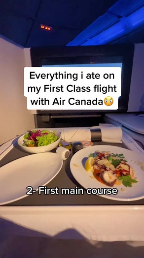 First Class Dining Experience on Air Canada Flight