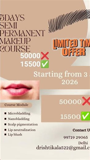 5 days semi permanent makeup course starting from 3 April 2026#pmu #microblading#nanoblading