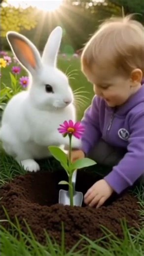 planting together #springvibes#babyandbunny