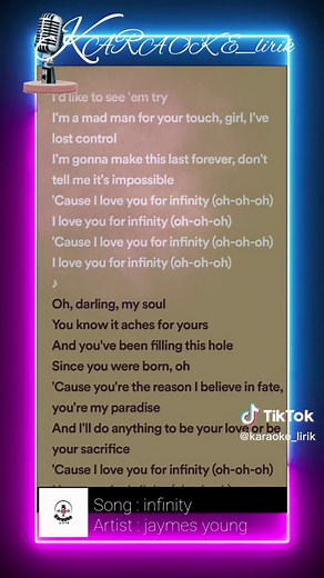 Jaymes Young Infinity Karaoke with Backing Vocals and Lyrics