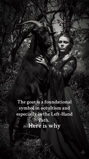 The Goat in the Left-Hand Path Symbol of the Adversary The goat is most famously represented in the image of Baphomet, the Sabbatic Goat a being embodying balance, polarity, and occult enlightenment. Goat’s head: Earthly knowledge and primal instinct Horns: Spiritual ascension and the power to pierce veils Human body: Union of divine and carnal nature The goat is not “evil.” It is free, raw, and aligned with nature’s power a direct rejection of moral restraint. Rebellion and Self-Sovereignty Goa