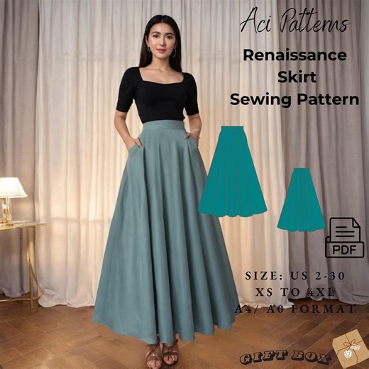 Maxi Skirt Sewing Pattern | Easy DIY PDF Size 2 to 30 / A4-A0 Format - Etsy UK