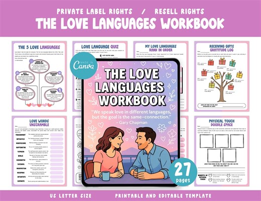 PLR / Resell the Love Languages Workbook, Printable and Editable for Commercial Use, Self-assessment Activities, Emotional Connection - Etsy