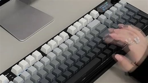 RK R98静音三模机械键盘无线蓝牙有线电竞游戏电脑办公客制化热插拔98键女生打字烟雨轴V2 火蓝-烟雨轴V2-三模