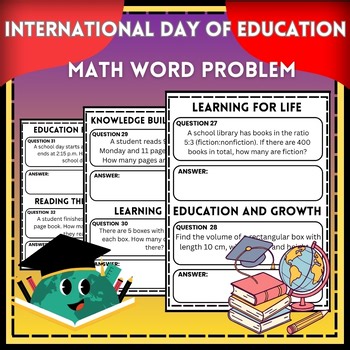 International Day of Education Math Activities | Math Word Problems for Gr 2-8