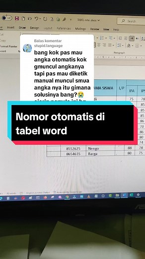 Membalas @stupid.language Membuat angka nomor otomatis di tabel word