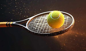Download Tennis ball hitting racket. for free